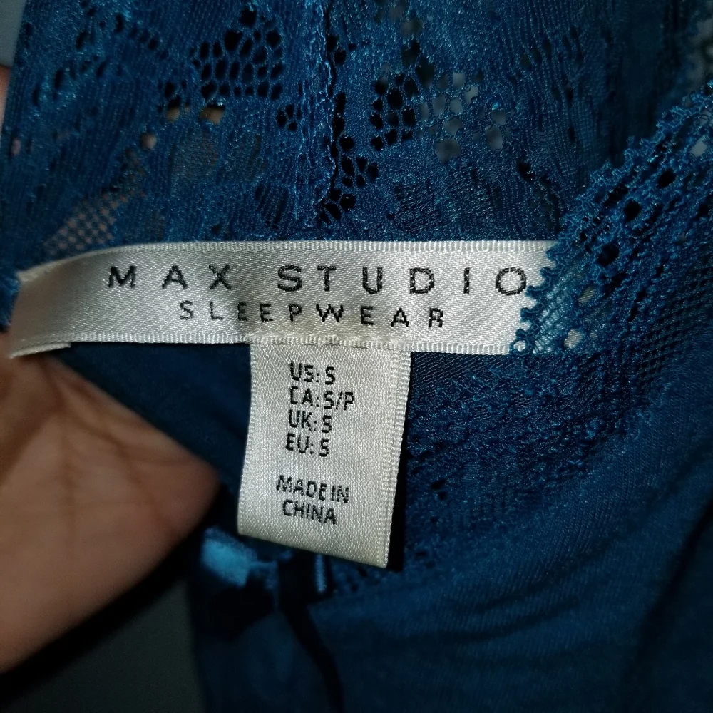 Max Studio Elegant Lace Teal Tank Top Racer Back Pajama Pj Camisole